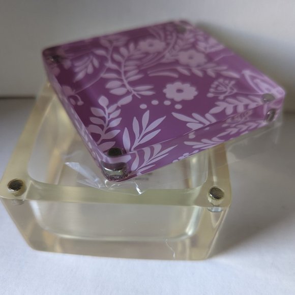 Demdaco Fuchsia Floral Trinket Box with Magnetic Lid - Picture 2 of 2